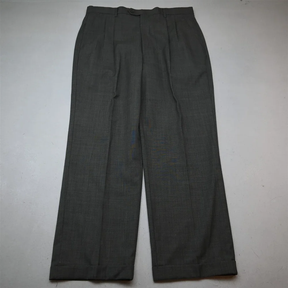 Richard Harris 46R 36x32 Gray Sharkskin Wool Double Breasted Jacket Pants Suit